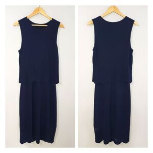 Leo & Ugo Size 8 Medium Blue Sleeveless 2 Tier Dress